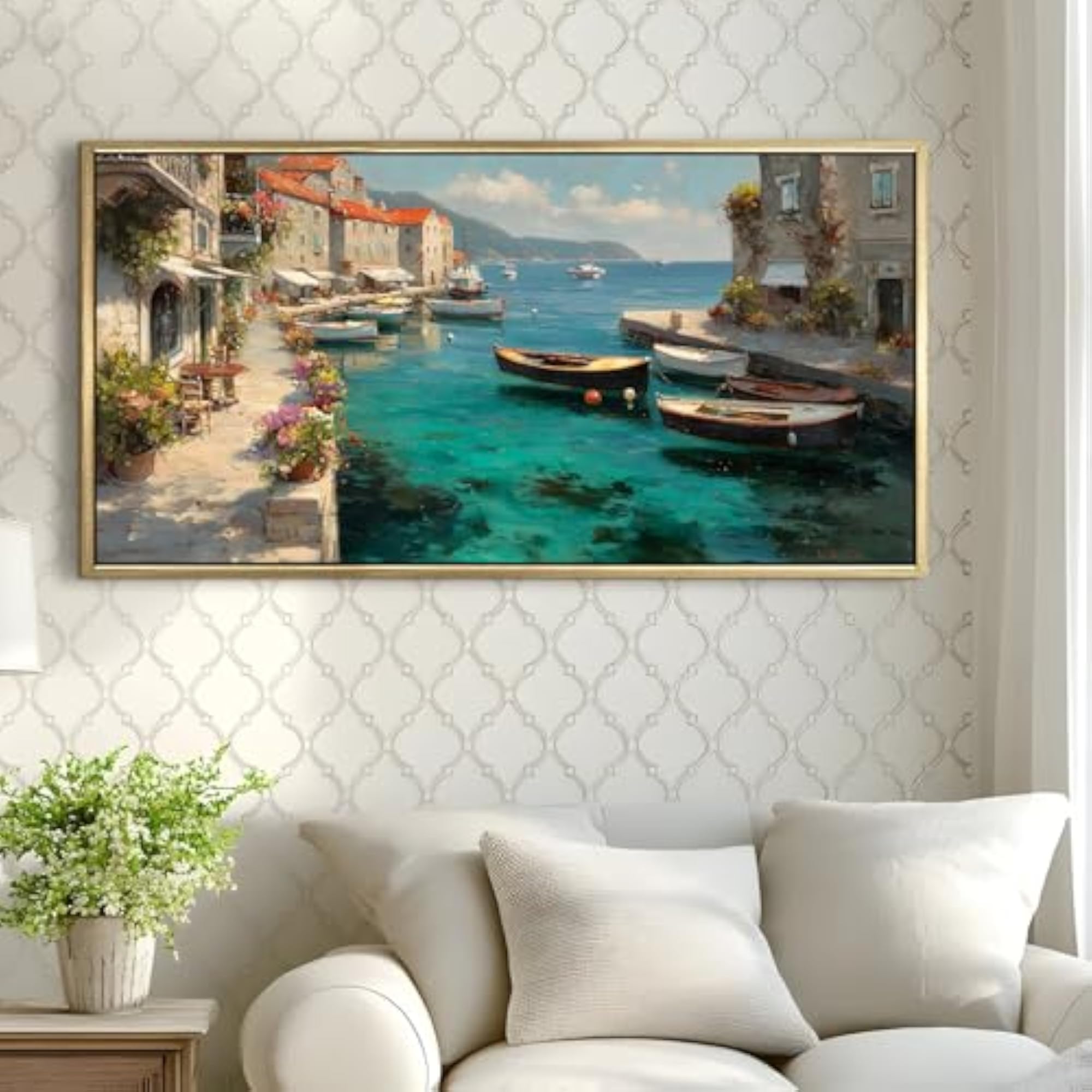 Croatian Harbor Scene Luxury HD Canvas Print