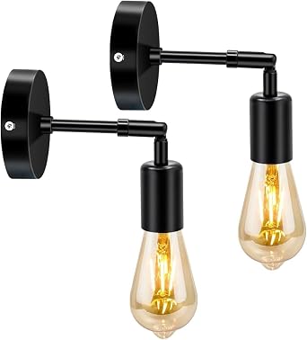 Bracket Wall Light, Retro 1 Light, Wall Lamp, Fashionable, Light, Gold, Modern Lighting, 180  Adjustable Angle, 1 Pair Black