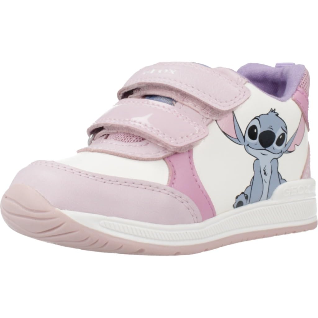 Geox Lilo Stitch 2v White Pink Kids girls trainers B460LA-C0406 in a Plain Man-made and Textile in Size 25
