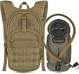 MARCHWAY Mochila táctica Molle de hidratación con bolsa de agua de TPU de 2.5 L, correr (bronceado)
