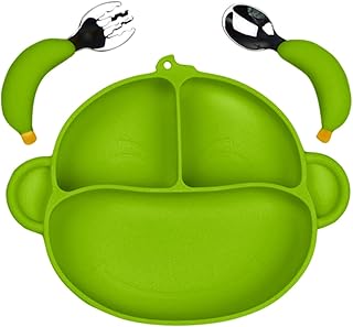 CIMAXIC 1 Conjunto De Talheres Para Bebê Bandeja Dividida Placas De Sucção Para Crianças Pequenas Utensílios Placas De Sucção Para Bebê Lalo Tigela De Sucção De Bebê Aço Inoxidável