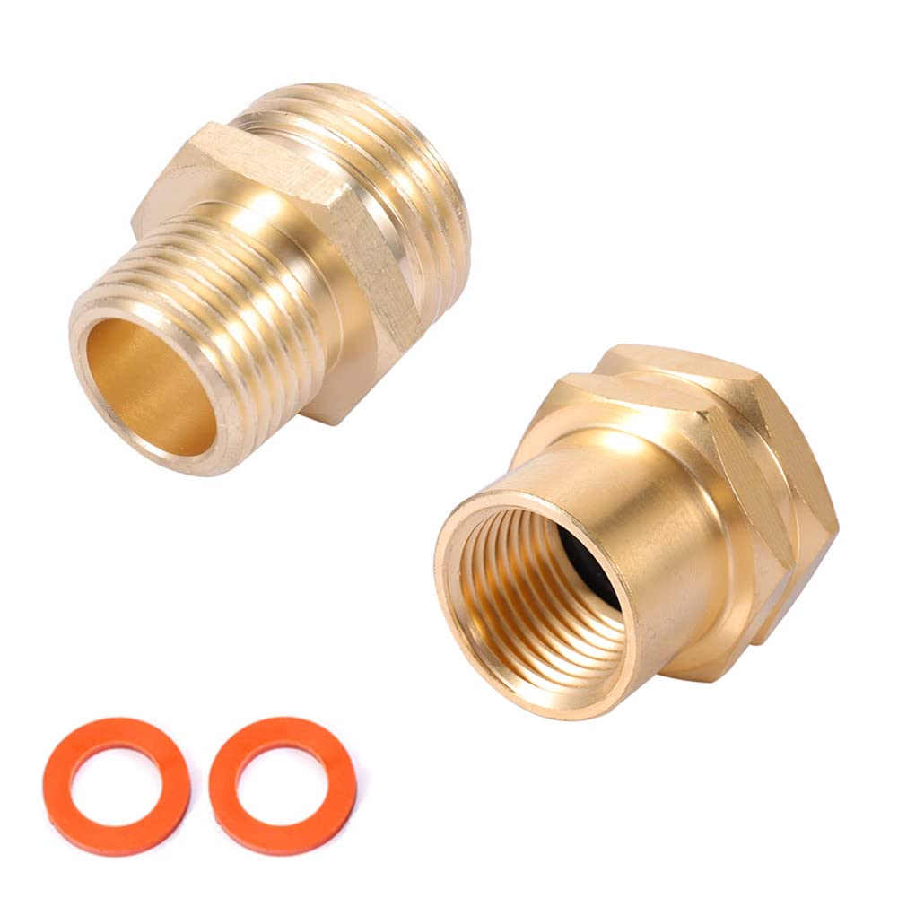 KbrotechBrass Garden Hose Adapter, 3/4”GHT x 1/2”NPT Connector,GHT to NPT Adapter Brass Fitting,Brass Garden Hose to Pipe Fittings Connect 2pcs