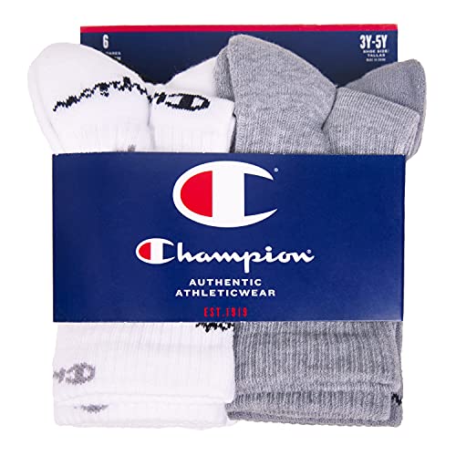Image of Champion Kids' Kids' 6-pack Crew Socks With Color and Size Options