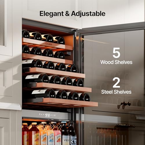 Image of Ca'Lefort 24 Inch Dual Zone Wine & Beverage Center, 112 Can & 40 Bottle | 55-Inch Tall Wine Cellar, Quiet Inverter Compressor, Precise 40-65F Temperature Control, Glide-Out Shelves & Storage Drawer