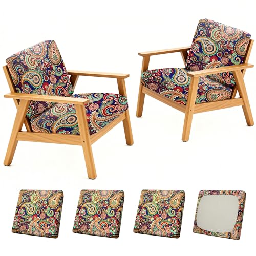 Image of BIETYONE 4Pcs Patio Stretch Cushion Covers,Outdoor Sofa Replacement Cover Slipcovers for Patio Furniture Cushion Covers, Washable Reusable Furniture Protector