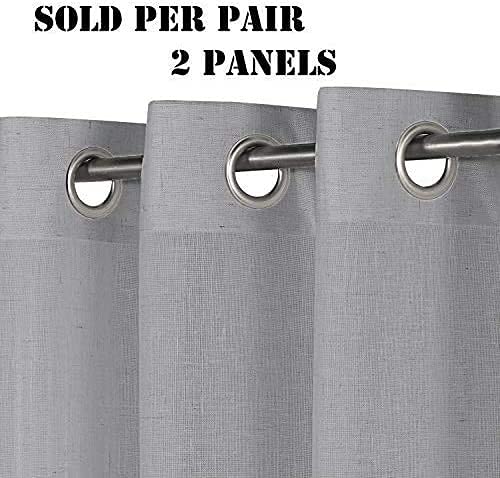 Image of Plain Cotton Linen Sheer Curtains for Window, Balcony, Living Room (5 feet Long, Grey, Set of 2 Pieces)