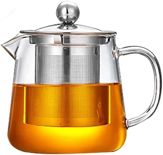 Heat Resistant Glass Teapot With Stainless Steel Tea Strainer Infuser Flower Kettle(1500ml)