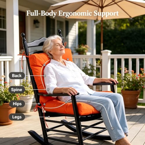 Image of QILLOWAY Outdoor Seat /Back Chair Cushion Tufted Pillow, Spring /Summer Seasonal Replacement Cushions. (Orange)