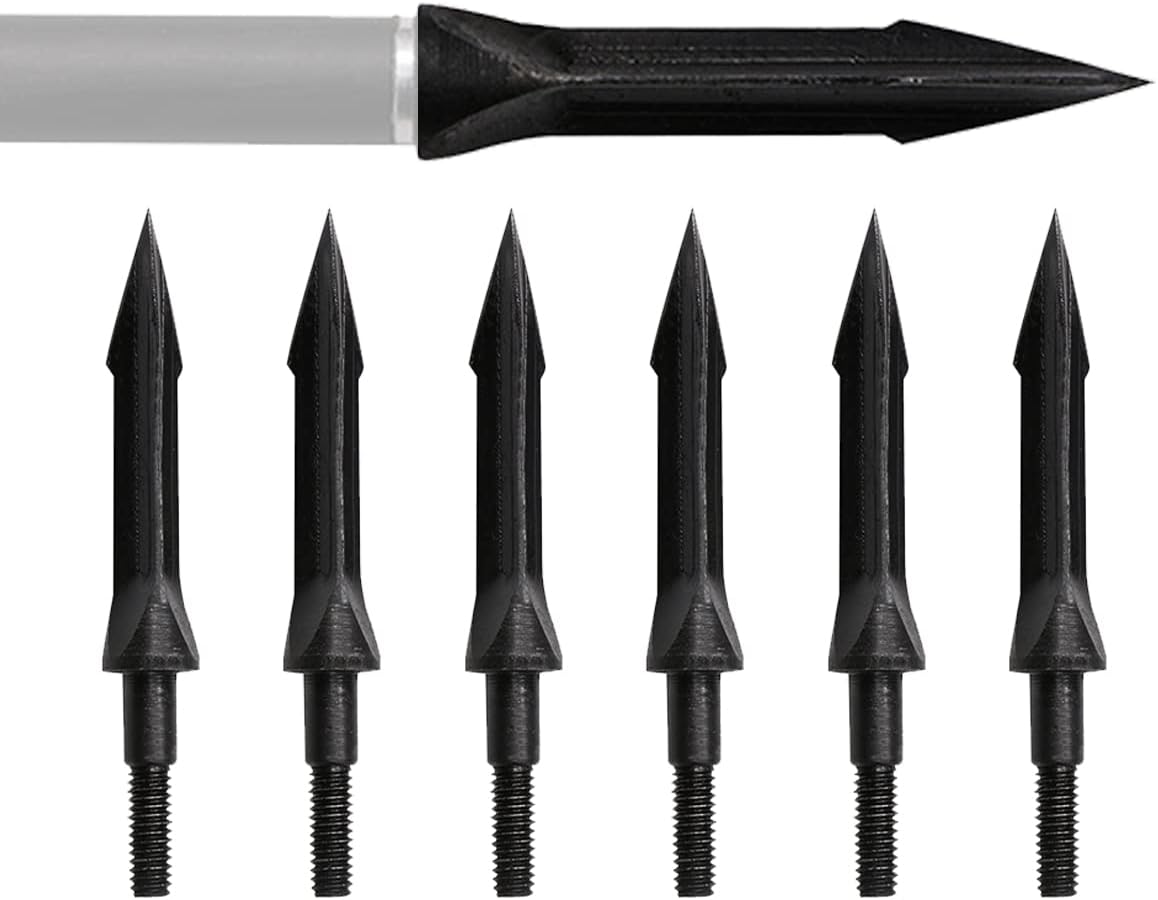 Huntingdoor 12Pcs Metal Archery Arrowheads Traditional Arrow Tips Hunting Points Black Arrow Head Crossbow Compound Bow Shooting Archery Broadheads