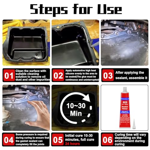 Image of 340g RTV Silicone Gasket Maker, Red Silicone Sealant Shockproof and Leakproof, High Temperature Resistant, RTV Sealant Can be Used in Engines, Transmissions, Superchargers and All Types of Gaskets