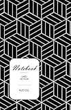  Nuti Co. Lined Notebook  Black and White Geometric Patterned Hardcover: Wide Ruled Paper  5.5\