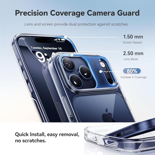 Image of Transparent TPU Back Case Cover for Apple iPhone 17 Pro Max with Camera Protection, Shockproof, Anti-Yellowing, Scratch-Resistant, Wireless Charging Compatible for iPhone 17 Pro Max (Clear)