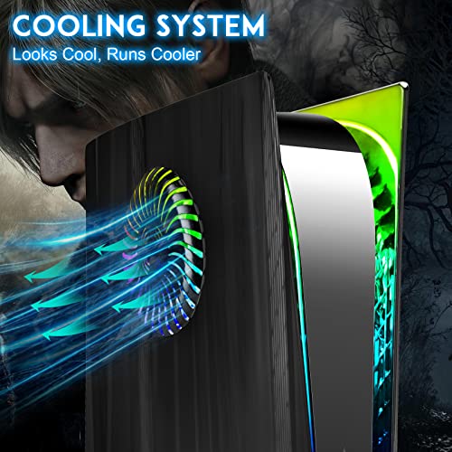 SIKEMAY Acessórios PS5 Placas PlayStation 5 com fita de luz LED RGB, capa de console placas laterais