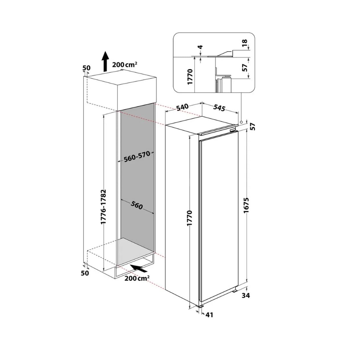 Réfrigérateur 1 Porte Intégrable À Glissières 306l - WHSD18A011A1FR