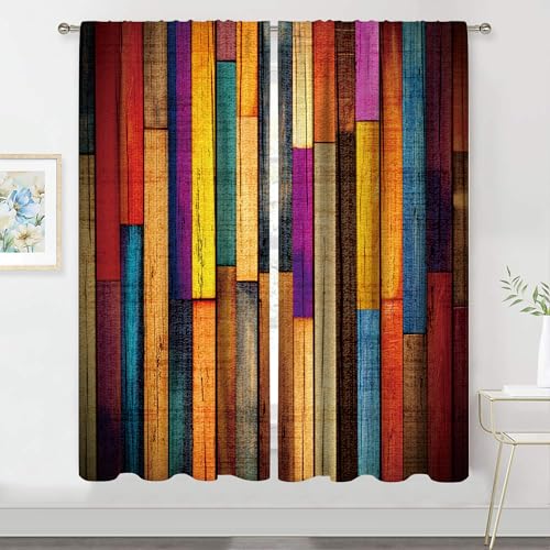 MESHELLY Rustic Colorful Curtains 42W X 63H Inch Rod Pocket