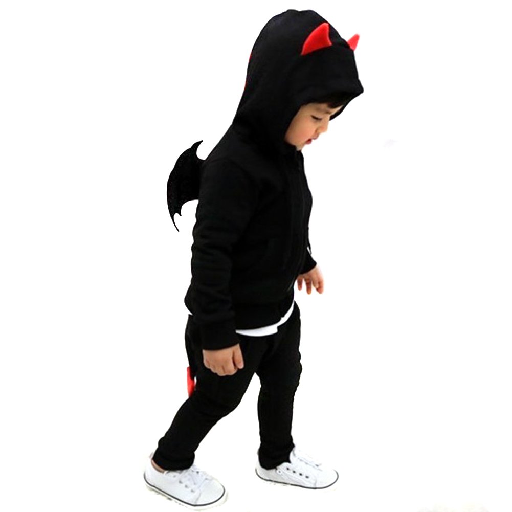 LOCOMO Kid Unisex Devil Costume Hoodie Jacket Active Pant Set FBB006BLKL