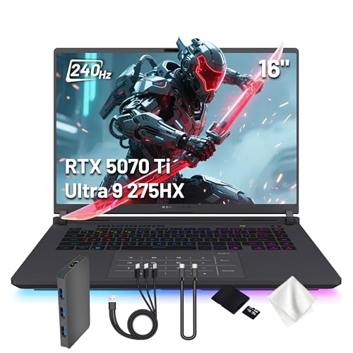 Image of ASUS ROG Strix G16 16 inch 2.5K 240Hz Gaming Laptop, Intel Ultra 9 275HX, GeForce RTX 5070 Ti 12GB GDDR7, 32GB DDR5, 3TB Storage (2TB SSD&1TB Docking Station Set), Backlit Keyboard, Wi-Fi 7, Win 11, Gray