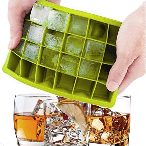 Image of SAMEZONE Ice Cube Trays Easy Release Flexible Silicone Ice Cubes Molds Freezer Ice Trays Stackable for Whiskey Cocktail Stackable Flexible Ice Tray Small Molds Multicolor (1, 24 Sec)