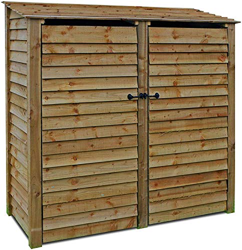 Normanton 6ft- Wooden Log Store/Garden Storage With Doors - Heavy Duty With Pressure Treated Wood (Solid Side, Rustic Brown)