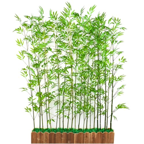 Balacoo 50 Hojas Verdes Falsas de Bambú Tallos Artificiales para Decoración de Casa, Restaurante y Oficina, Ramas de Bambú Simuladas Cinta Adhesiva