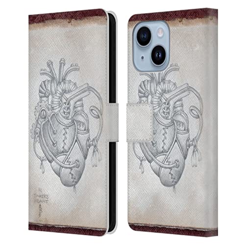 Coque portefeuille iPhone 14 Plus Coeur Steampunk en cuir imprimé Brigid Ashwood