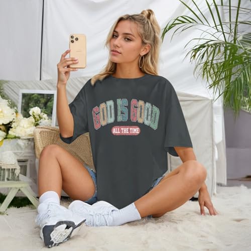 Image of Christian Shirts for Women Oversized God is Good Shirt Religious Jesus Faith Inspirational Tshirt Bible Verse Tee Top