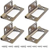 Waziaqoc 4PCS Non-Mortise Hinges, 2" x 0.9" Chest Hinges Heavy Duty Iron Bi-fold Butt Hinges with Sc