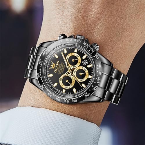 Image of OLEVS Automatic Gold Watches for Men Luxury Classic Stainless Steel Calendar Luminous Waterproof Watches for Men