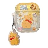IMD Earbuds Case with Keychain Charm for Apple AirPods 1 2 3 4 Pro Winnie The Pooh Bear Hunny Honey Bee Eeyore Piglet Cartoon Anime Sweet Cute Lovely Adorable Kids Girls (for AirPods 4th)