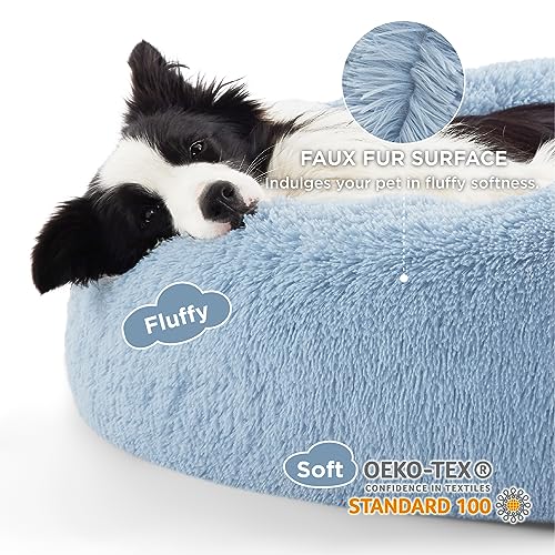 Image of Bedsure Calming Dog Beds Large Sized Dog Donut Washable Pet Bed,36ins Light Blue