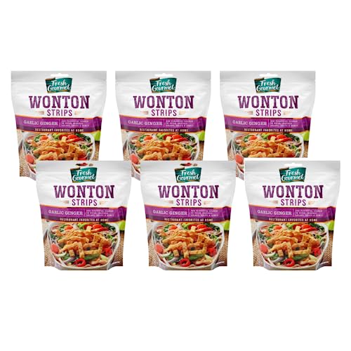 Fresh Gourmet Wonton Strip Garlic Ginger (3.5 oz) – 6-pack