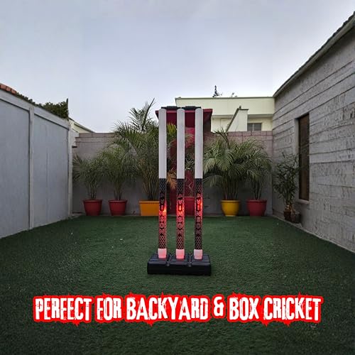 Image of Vinson Plastic LED Cricket Stumps Set for Kids & Adults with 3 Replaceable Batteries & Kit Bag | Suitable for Night Matches in Backyard, Turfs & Playgrounds | Height of Wicket - 30 Inches