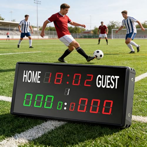 Marcador digital de fútbol LED con temporizador y control remoto miniatura 7