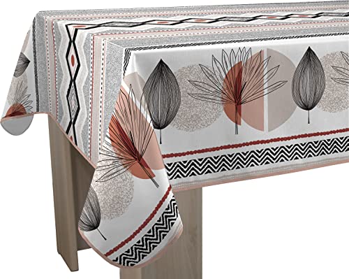 Le linge de Jules Nappe Anti-Taches Keo - Rectangle 150 x 300 cm, Brique, Noir, Rose, Beige Cover