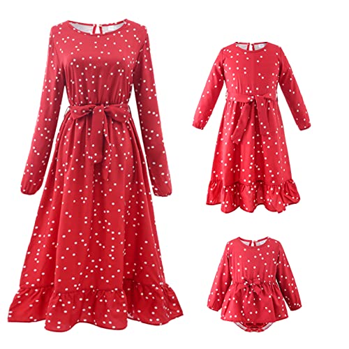 Mommy and Me Family Matching Dresses Long Sleeve Ruffle Polka Dots Fall Winter Dresses Adult Kids Family Photo Outfits Family Christmas Dress (A Red, 6-9 Months) Mommy and Me Family Matching Dresses Long Sleeve Ruffle Polka Dots Fall Winter Dresses Adult Kids Family Photo Outfits Family Christmas Dress (A Red, 6-9 Months)