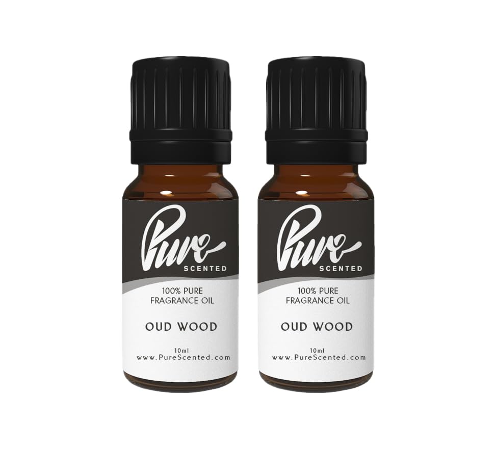 Pure Scented 20ml Fragrance Oils - 2 x 10ml Suitable for Candles, Soaps, Slime, Diffusers, Cosmetics, Wax Melts, Designer (2 x 10ml, Dark Wood)