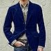 Men's Corduroy Blazer Slim Fit 2 Button Sport Coat Vintage Single Breasted Work Wear Notch Lapel Business Suit Jacket（Blue,Large