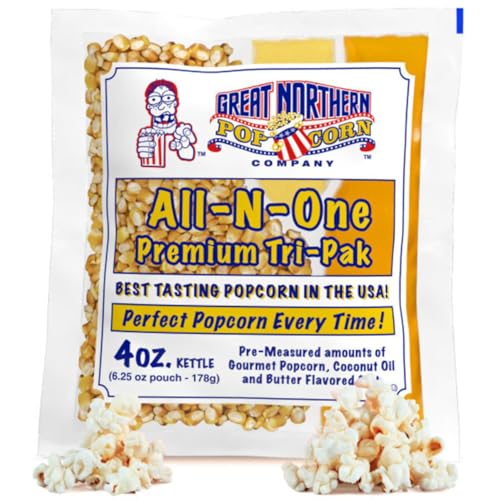 4oz Popcorn Machine Popcorn Packets - All-in-One Movie Theater Style Popcorn Kernels, Salt, and Oil...