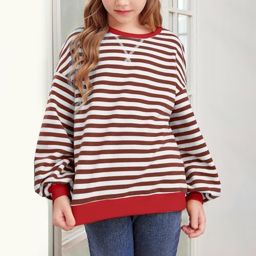 Striped Sweatshirts for Teen Girls Casual Oversized Crewneck Long Sleeve Pullover Tops Streetwear Y2K Cute Trendy Clothes3