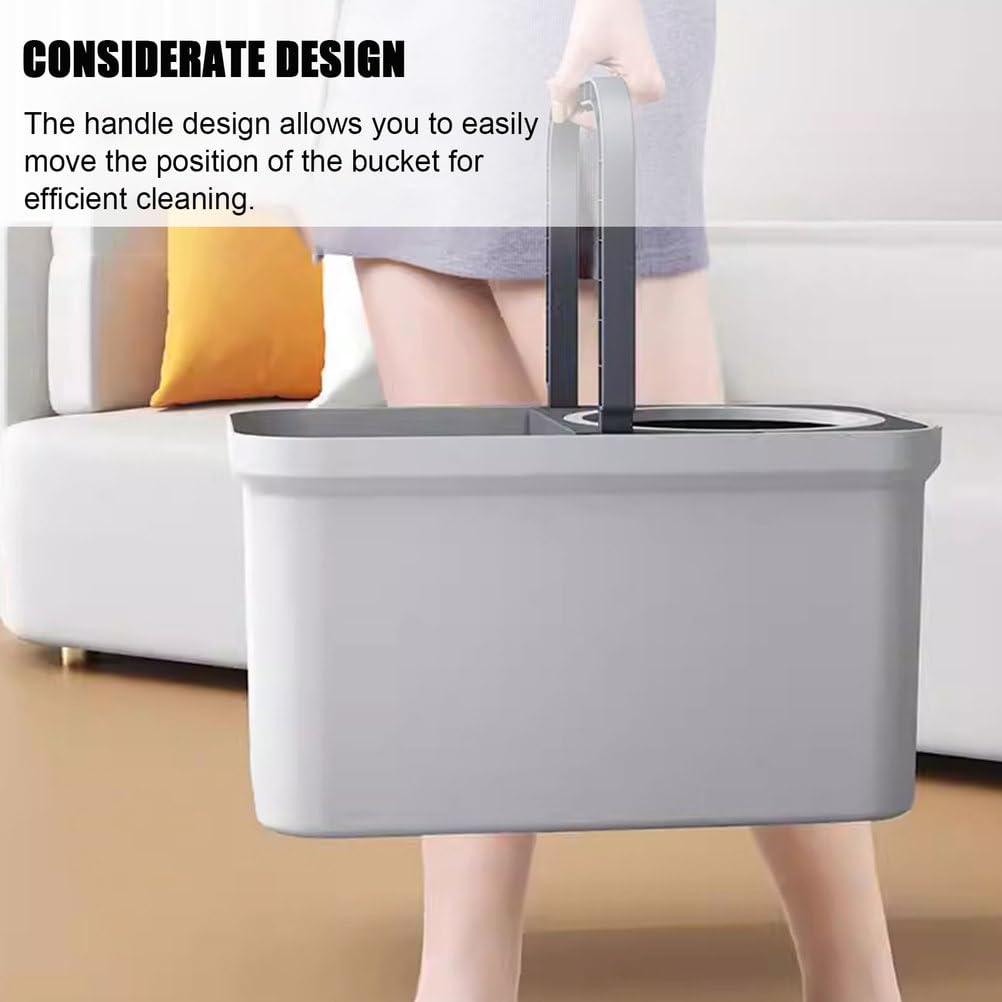 Juego de fregona giratoria y cubo con escurridor, sistema giratorio de 360°, mango ajustable y almohadillas de microfibra lavables para una limpieza eficiente del suelo del hogar