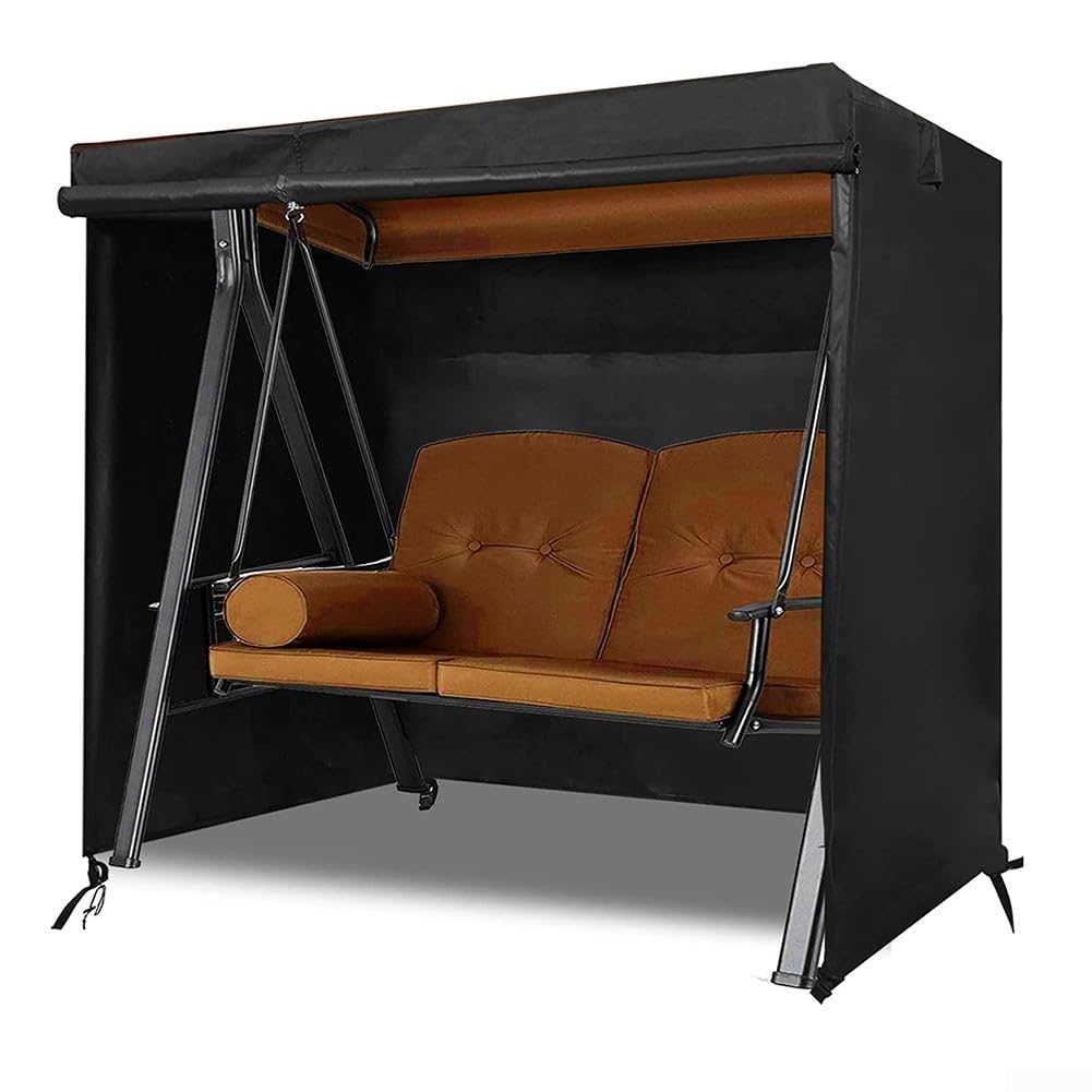 Housse de balancelle de jardin Oxford 420D résistante aux intempéries avec fermeture éclair et boucles coupe-vent pour 2, 3, 4 places
