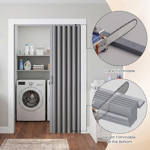 SmartStandard 36" x 80" Accordion Doors Interior, Double Walled Accordion Folding Doors for Closet, PVC Accordian Door for Doorway Bathroom Basement, Easy to Assemble, Grey by SMARTSTANDARD - Image 6