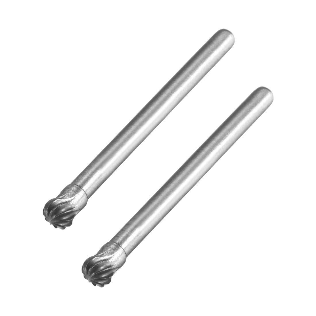 uxcell Tungsten Carbide Rotary Files 1/8" Shank, Single Cut Ball Shape Rotary Burrs Tool 4mm Dia, for Die Grinder Drill Bit Alloy Steel Hard Metal Carving Polishing Engraving, 2pcs