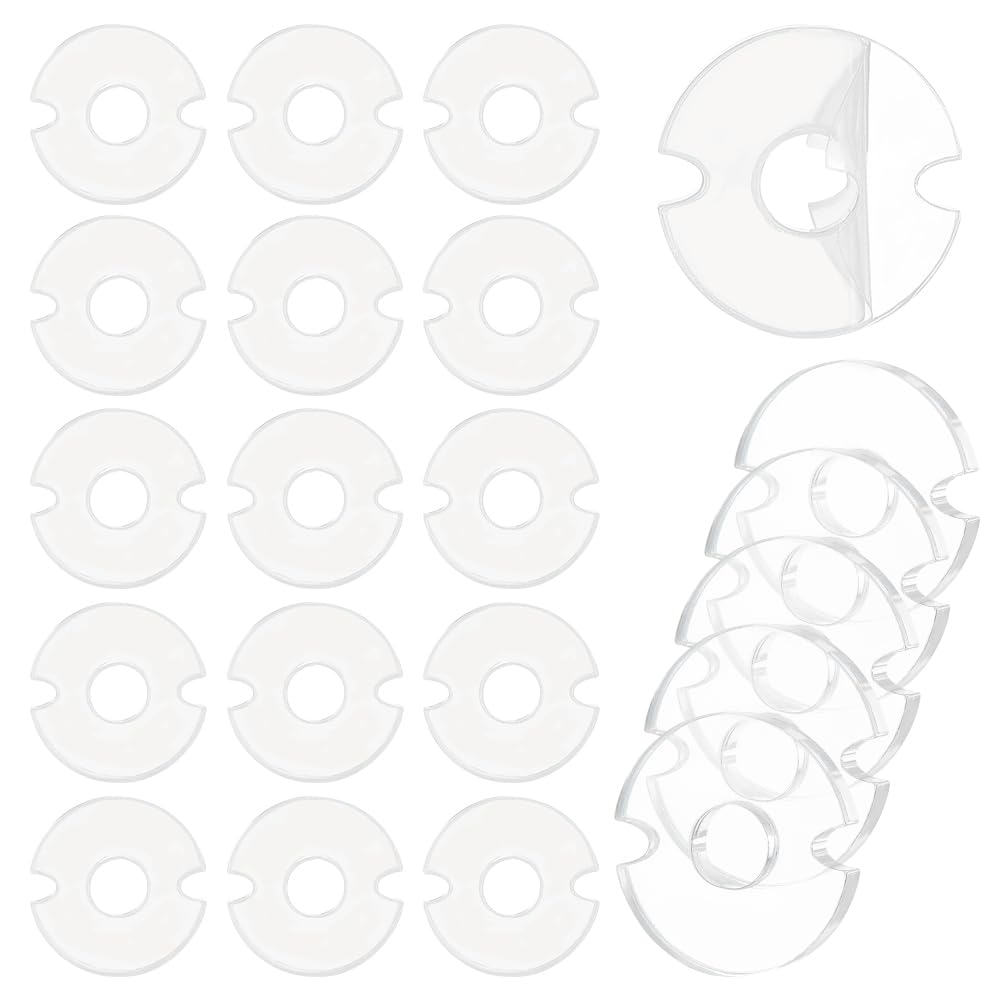 BENECREAT 50PCS Acrylic Hat Pom Pom Removable Button, Flat Round Pom Pom Base, Pom Pom Hat Holder for Fixing The Pom Pom in Place, Handmade Button, Hole; 6.2 mm, 20x19.5x3mm