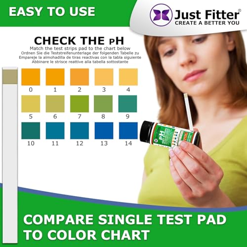 Image of Just Fitter Alkaline Water pH Test Strips. Testing Kit for Home Drinking Water and Liquids. Universal Tester for Aquarium, Fish Tank, Pool, Hot Tub, Spa, Kombucha, Fermentation and Brewing Process.