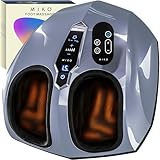MIKO Foot Massager Machine - Deep Kneading, Shiatsu, Air Compression, and Heat Therapy - Plantar Fasciitis, Diabetics, Neuropathy, Fits Up to Men Size 12