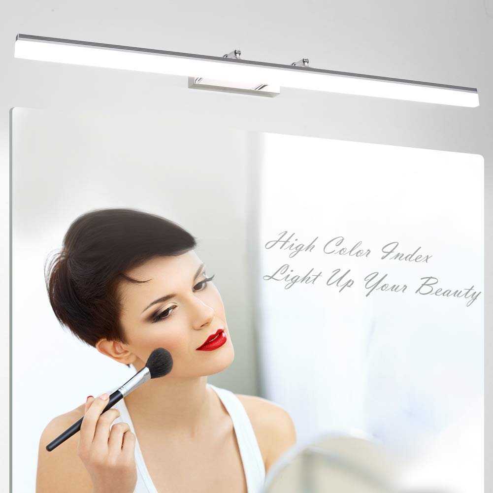 Klighten Lampe pour Miroir LED Salle de Bains IP44 24W 1560LM Lampe Miroir Applique Murale Intérieure Moderne Luminaire Salle de Bain Blanc Neutre 5500K 100CM
