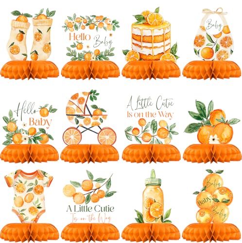A Little Cutie Baby Shower Table Centerpieces 12PCS Orange Citrus Baby Decorations for Girl or Boy Hello Baby Gender Neutral Fruit Baby Shower Decor