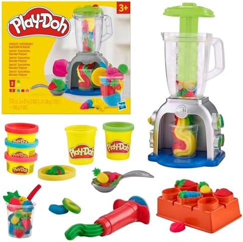 Play Doh Swirlin' Smoothies Toy Blender Playset, Play Kitchen Appliances, Kids Arts and Crafts Toys for 3 Year Old Girls and Boys and Up