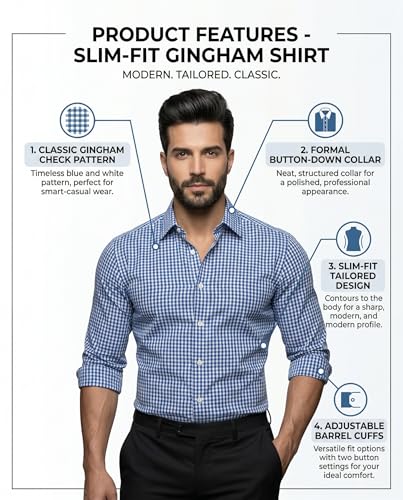Image of Amazon Brand - INKAST Men's Cotton Checks Formal Shirt | Full Sleeve | Regular Fit | Comfortable Professional Checkered Shirts for Men